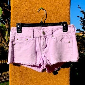 Lavender denim shorts